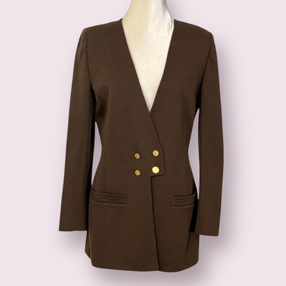 VTG Sonia Rykiel Paris Brown Wool Blazer Jacket Frence Size 8-10 Gold Button - Picture 1 of 14
